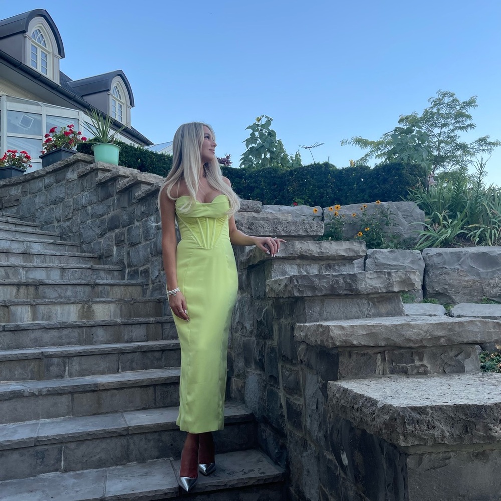 House of CB Yellow Sleeveless Bodycon Midi Dress